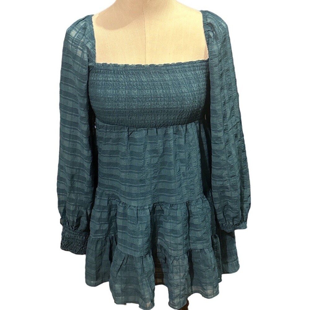 Urban Outfitter River Smocked Long Sleeve Mini Dress Size‎ Small EUC